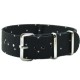 HNS Double Graphic Printed White Dots Black BG Heavy Duty Ballistic Nylon Watch Strap With Polished Stainless Steel Buckle