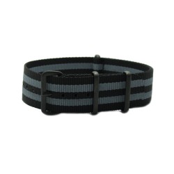 HNS James Bond 007  Black & Grey Heavy Duty Ballistic Nylon Watch Strap With PVD Matt Coated Stainless Steel Buckle