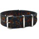 HNS Double Graphic Printed Vintage Navy Paisley Pattern Heavy Duty Ballistic Nylon Watch Strap With Polished Stainless Steel Buckle