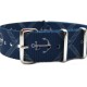 HNS Double Graphic Printed Anchors Blue BG Heavy Duty Ballistic Nylon Watch Strap With Polished Stainless Steel Buckle