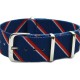 HNS Double Graphic Printed Navy Red White Strip Heavy Duty Ballistic Nylon Watch Strap With Polished Stainless Steel Buckle