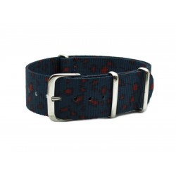 HNS Double Graphic Printed Grey Blue Leopard Heavy Duty Ballistic Nylon Watch Strap With Polished Stainless Steel Buckle