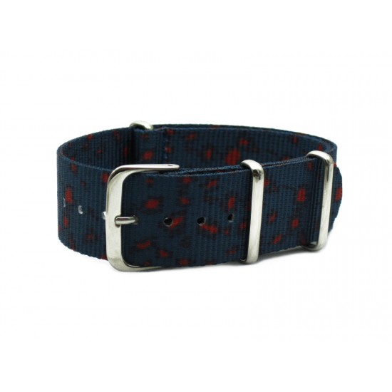 HNS Double Graphic Printed Grey Blue Leopard Heavy Duty Ballistic Nylon Watch Strap With Polished Stainless Steel Buckle