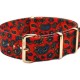 HNS Double Graphic Printed Vintage Paisley Pattern Heavy Duty Ballistic Nylon Watch Strap With Rose Gold Polished Stainless Steel Buckle