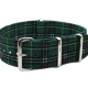 HNS Double Graphic Printed Green Mix Black Grids Heavy Duty Ballistic Nylon Watch Strap With Polished Stainless Steel Buckle