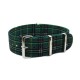 HNS Double Graphic Printed Green Mix Black Grids Heavy Duty Ballistic Nylon Watch Strap With Polished Stainless Steel Buckle