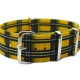 HNS Double Graphic Printed Yellow Mix Black Grids Heavy Duty Ballistic Nylon Watch Strap With Polished Stainless Steel Buckle