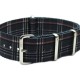 HNS Double Graphic Printed Grey Mix Black Grids Heavy Duty Ballistic Nylon Watch Strap With Polished Stainless Steel Buckle