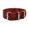 HNS Double Graphic Printed Red Mix Black Grids Heavy Duty Ballistic Nylon Watch Strap With Polished Stainless Steel Buckle
