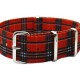 HNS Double Graphic Printed Red Mix Black Grids Heavy Duty Ballistic Nylon Watch Strap With Polished Stainless Steel Buckle