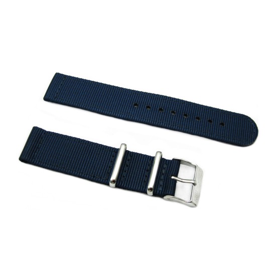 HNS 2 Pieces Navy Heavy Duty Ballistic Nylon Watch Strap With Stainless Steel Buckle