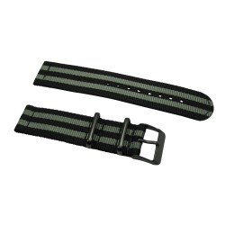 HNS 2 Pieces James Bond 007 Black & Grey Heavy Duty Ballistic Nylon Watch Strap With PVD Coated Stainless Steel Buckle