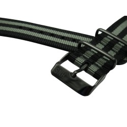 HNS 2 Pieces James Bond 007 Black & Grey Heavy Duty Ballistic Nylon Watch Strap With PVD Coated Stainless Steel Buckle