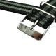 HNS 2 Pieces James Bond 007 Black & Grey Heavy Duty Ballistic Nylon Watch Strap With Stainless Steel Buckle
