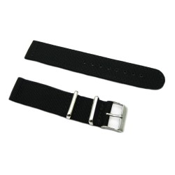HNS 2 Pieces Black Heavy Duty Ballistic Nylon Watch Strap With Stainless Steel Buckle