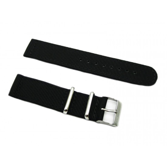HNS 2 Pieces Black Heavy Duty Ballistic Nylon Watch Strap With Stainless Steel Buckle