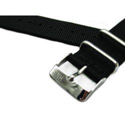 HNS 2 Pieces Black Heavy Duty Ballistic Nylon Watch Strap With Stainless Steel Buckle