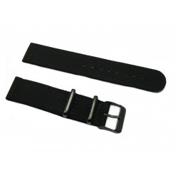 HNS 2 Pieces Black Heavy Duty Ballistic Nylon Watch Strap With PVD Coated Stainless Steel Buckle