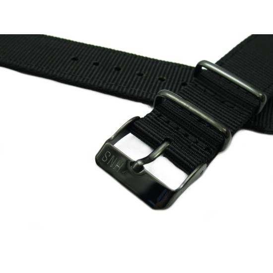 HNS 2 Pieces Black Heavy Duty Ballistic Nylon Watch Strap With PVD Coated Stainless Steel Buckle