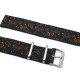 HNS 2 Pieces Double Graphic Printed Vintage Navy Paisley Pattern Heavy Duty Ballistic Nylon Watch Strap With Polished Stainless Steel Buckle