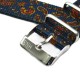 HNS 2 Pieces Double Graphic Printed Vintage Navy Paisley Pattern Heavy Duty Ballistic Nylon Watch Strap With Polished Stainless Steel Buckle