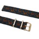 HNS 2 Pieces Double Graphic Printed Vintage Navy Paisley Pattern Heavy Duty Ballistic Nylon Watch Strap With Rose Gold Polished Stainless Steel Buckle
