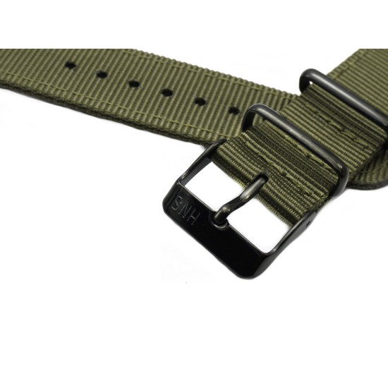 HNS 2 Pieces Olive Heavy Duty Ballistic Nylon Watch Strap With PVD Coated Stainless Steel Buckle