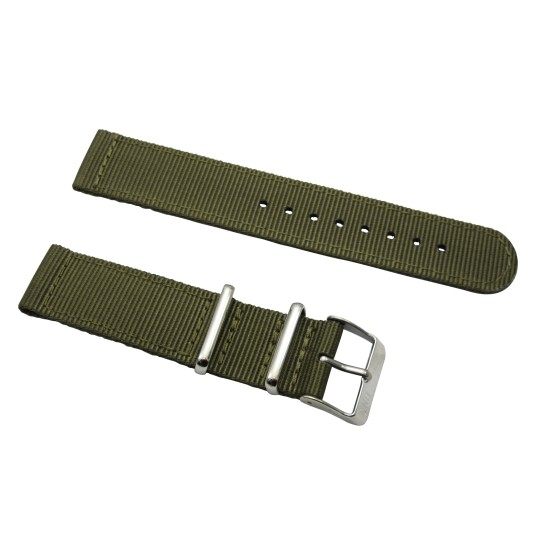 HNS 2 Pieces Olive Heavy Duty Ballistic Nylon Watch Strap With Stainless Steel Buckle