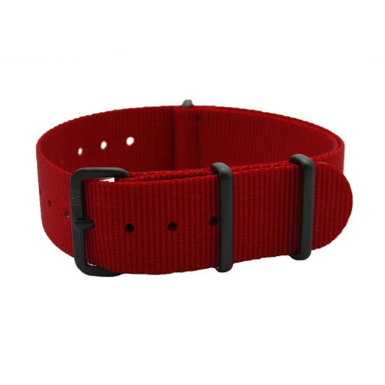 HNS Red Heavy Duty Ballistic Nylon Watch Strap With PVD Coated Stainless Steel Buckle