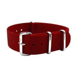 HNS Red Heavy Duty Ballistic Nylon Watch Strap With Polished Stainless Steel Buckle