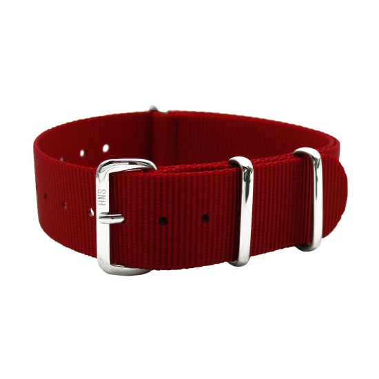 HNS Red Heavy Duty Ballistic Nylon Watch Strap With Polished Stainless Steel Buckle