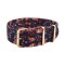 HNS Double Graphic Printed Vintage Paisley Heavy Duty Ballistic Nylon Watch Strap With Rose Gold Polished Stainless Steel Buckle