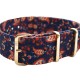 HNS Double Graphic Printed Vintage Paisley Heavy Duty Ballistic Nylon Watch Strap With Rose Gold Polished Stainless Steel Buckle