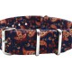 HNS Double Graphic Printed Vintage Paisley Heavy Duty Ballistic Nylon Watch Strap With Polished Stainless Steel Buckle