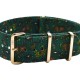 HNS Double Graphic Printed Vintage Paisley Heavy Duty Ballistic Nylon Watch Strap With Rose Gold Polished Stainless Steel Buckle