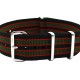 HNS Black Orange Green Strip Heavy Duty Ballistic Nylon Watch Strap With Polished Stainless Steel Buckle