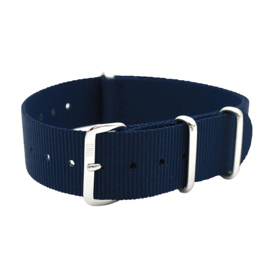 HNS Navy Heavy Duty Ballistic Nylon Watch Strap With Polished Stainless Steel Buckle
