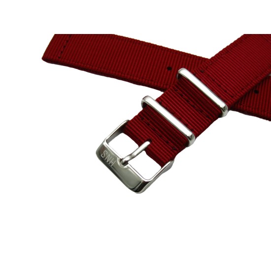 HNS 2 Pieces Red  Heavy Duty Ballistic Nylon Watch Strap With Stainless Steel Buckle