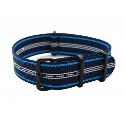HNS Navy Stripe Heavy Duty Ballistic Nylon Watch Strap With PVD Coated Buckle