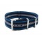 HNS Navy Stripe Heavy Duty Ballistic Nylon Watch Strap With Polished Stainless Steel Buckle