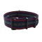 HNS Blue Red Stripe Heavy Duty Ballistic Nylon Watch Strap With PVD Coated Buckle