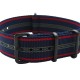 HNS Blue Red Stripe Heavy Duty Ballistic Nylon Watch Strap With PVD Coated Buckle