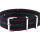 HNS Blue Red Stripe Heavy Duty Ballistic Nylon Watch Strap With Polished Stainless Steel Buckle