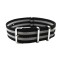 HNS Bond 007 Black & Grey Strip Heavy Duty Ballistic Nylon Watch Strap With Polished Stainless Steel Buckle
