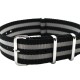 HNS Bond 007 Black & Grey Strip Heavy Duty Ballistic Nylon Watch Strap With Polished Stainless Steel Buckle