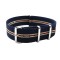 HNS Navy White Strip Heavy Duty Ballistic Nylon Watch Strap With Polished Stainless Steel Buckle