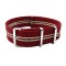 HNS Red White Strip Heavy Duty Ballistic Nylon Watch Strap With Polished Stainless Steel Buckle