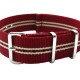 HNS Red White Strip Heavy Duty Ballistic Nylon Watch Strap With Polished Stainless Steel Buckle