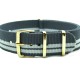 HNS Grey Strip Nylon Watch Strap With Rose Gold Polished Stainless Steel Buckle