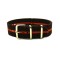 HNS Brown & Orange Strip Nylon Watch Strap With Rose Gold Polished Stainless Steel Buckle
